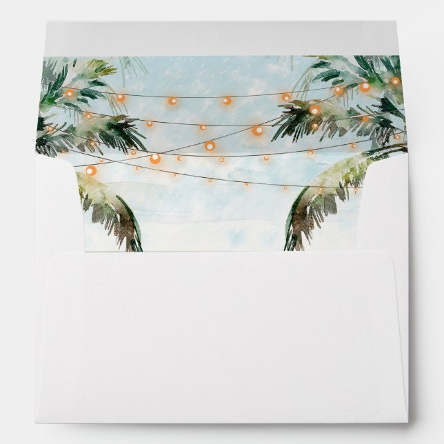 tropical beach with palm trees lined envelopes (Back (Bottom))