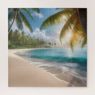 Tropical beach with palms jigsaw puzzle