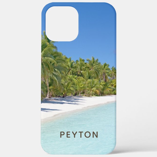 Tropical Beach with Palms Monogrammed Case-Mate iP Case-Mate iPhone Case (Back)