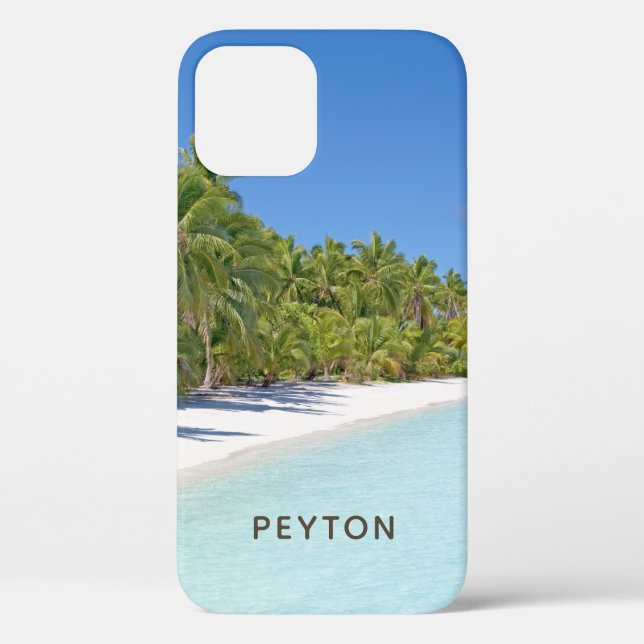 Tropical Beach with Palms Monogrammed Case-Mate iPhone Case (Back)