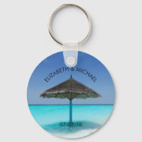 Tropical Beach with Thatched Umbrella Wedding