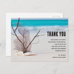 Tropical Beach with White Seashells Thank You Postcard