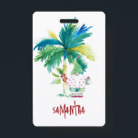 Tropical Beach Xmas Name Tags ID Badge<br><div class="desc">These xmas name tags are designed using hand-painted watercolor palm tree with Christmas elf in flip flops on the beach—perfect for a company Christmas party, conference or business. Easily customise each name tag using the editable name tags template for a cohesive and stylish design. Explore the full Christmas theme here:...</div>
