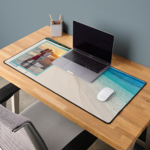 Tropical Beach Year Date Photo Template Desk Mat