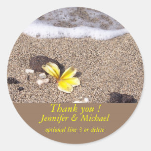 Tropical Beach Yellow Plumeria Classic Round Sticker