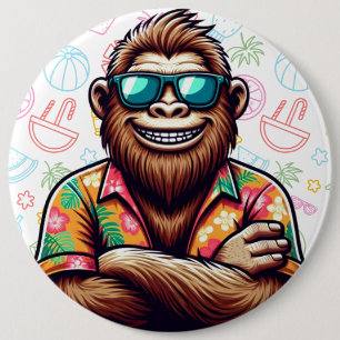 Tropical/beach yeti/bigfoot 6 cm round badge