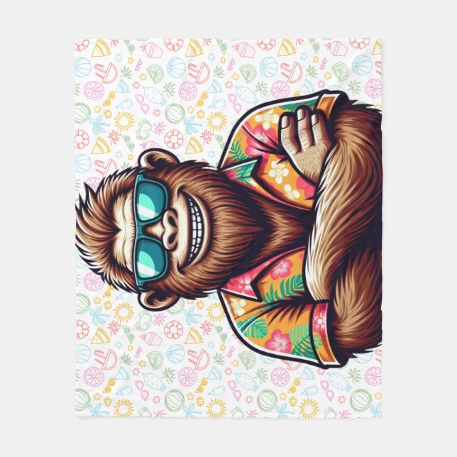 Tropical/beach yeti/bigfoot  fleece blanket (Front)