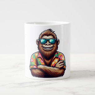 Tropical/beach yeti/bigfoot large coffee mug