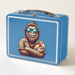 Tropical/beach yeti/bigfoot  metal lunch box