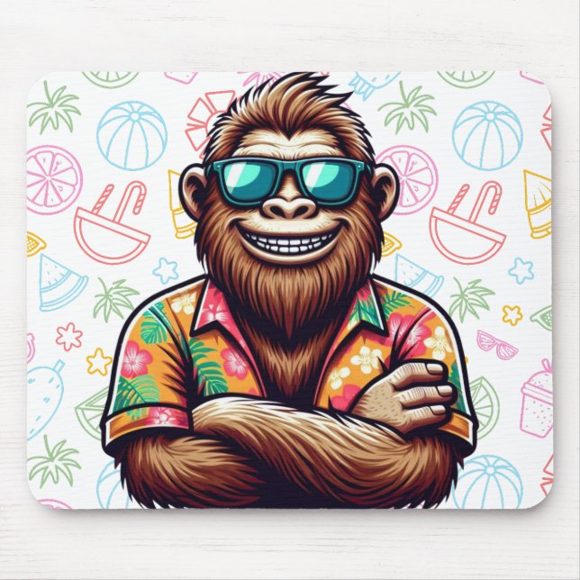 Tropical/beach yeti/bigfoot  mouse pad (Front)