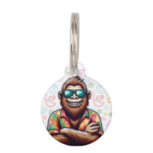 Tropical/beach yeti/bigfoot pet tag