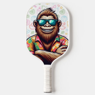 Tropical/beach yeti/bigfoot pickleball paddle