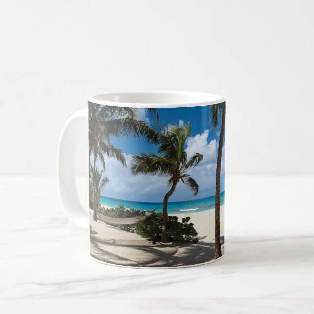 Tropical Beaches | Anguilla Beach, Palm Tree Coffee Mug (Front Left)