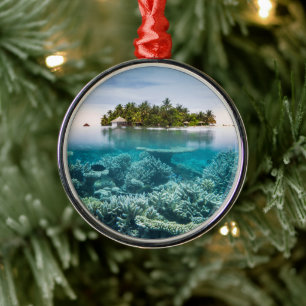 Tropical Beaches   Ari Atoll Maldives Metal Ornament