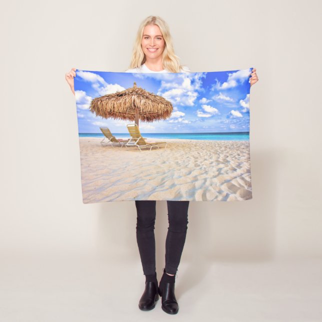 Tropical Beaches | Aruba Sandy Beach Fleece Blanket (In Situ)