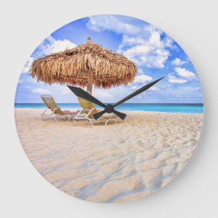 Tropical Beaches Aruba Sandy Beach Large Clock