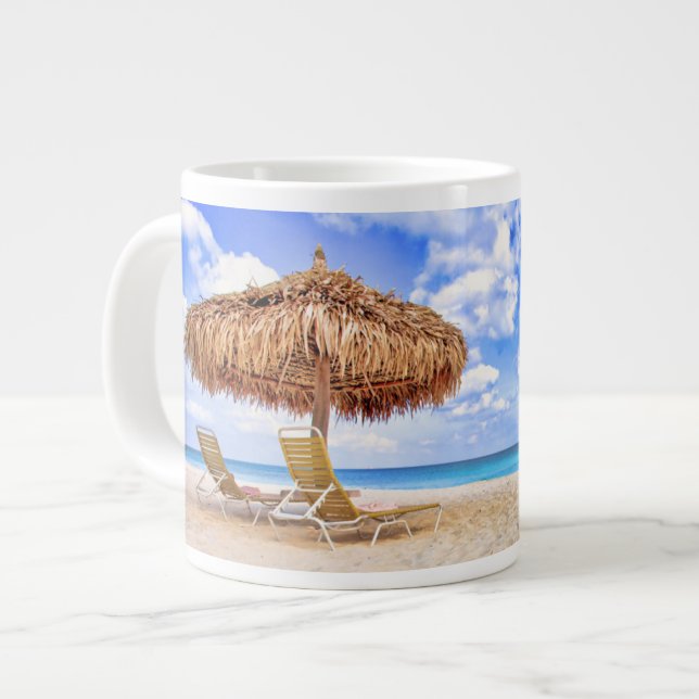 Tropical Beaches | Aruba Sandy Beach Large Coffee Mug (Front Left)