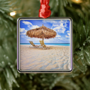 Tropical Beaches   Aruba Sandy Beach Metal Ornament