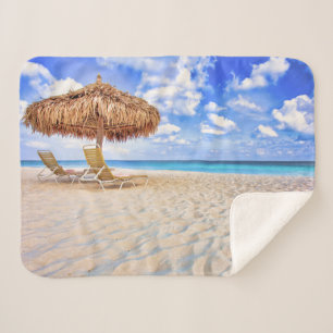 Tropical Beaches   Aruba Sandy Beach Sherpa Blanket