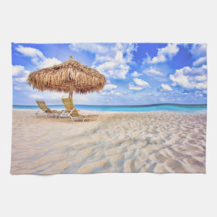 Tropical Beaches   Aruba Sandy Beach Tea Towel