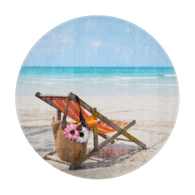 Tropical Beaches | Beach Chair on Sand Cutting Board (Front)