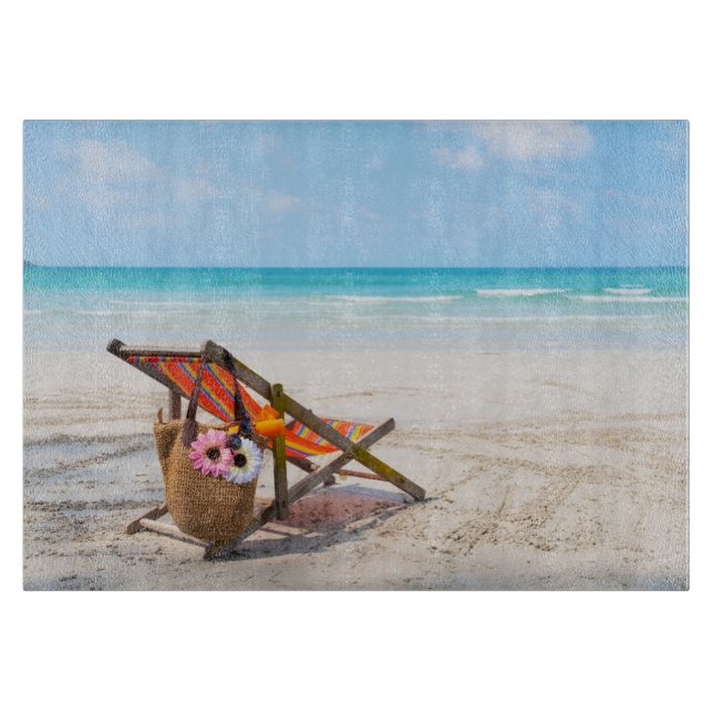 Tropical Beaches | Beach Chair on Sand Cutting Board (Front)