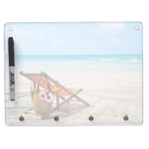 Tropical Beaches   Beach Chair on Sand Dry Erase Board With Key Ring Holder