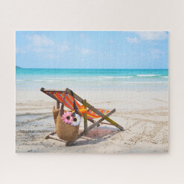Tropical Beaches | Beach Chair on Sand Jigsaw Puzzle (Horizontal)