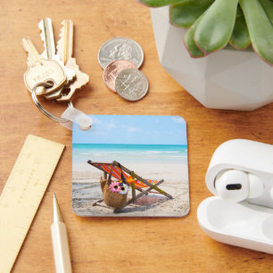Tropical Beaches   Beach Chair on Sand Key Ring