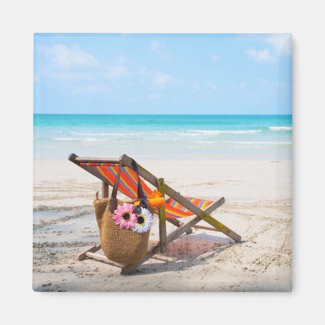 Tropical Beaches | Beach Chair on Sand Magnet (Front)