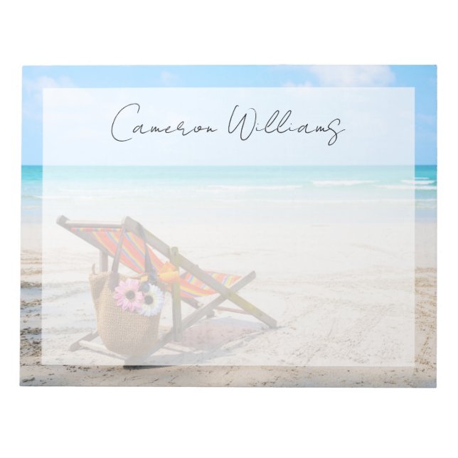 Tropical Beaches | Beach Chair on Sand Notepad (Front)