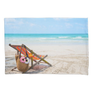 Tropical Beaches   Beach Chair on Sand Pillowcase