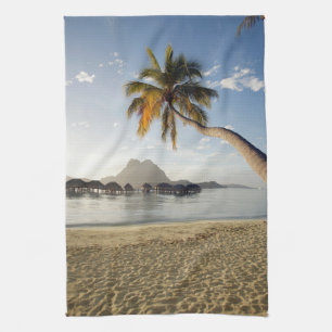 Tropical Beaches Beach Huts, Bora Bora Tea Towel