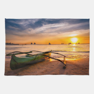 Tropical Beaches Boracay's White Beach Tea Towel