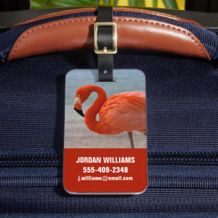 Tropical Beaches Caribbean Flamingo, Aruba Luggage Tag