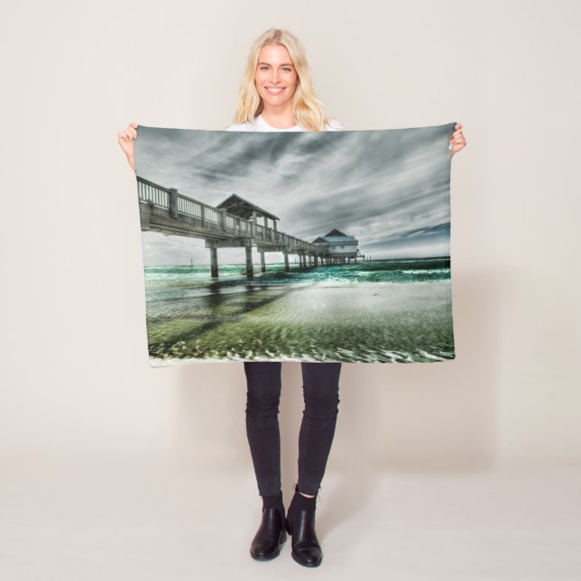 Tropical Beaches | Clearwater Florida Fleece Blanket (In Situ)