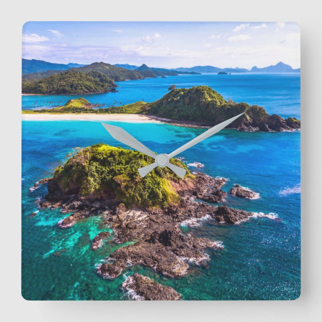 Tropical Beaches | El Nido Phillipines Square Wall Clock (Front)