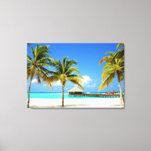 Tropical Beaches Island & Lagoon, Maldives Canvas Print