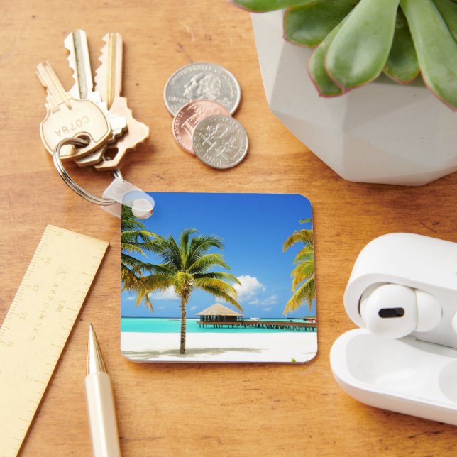 Tropical Beaches | Island & Lagoon, Maldives Key Ring (Desk)