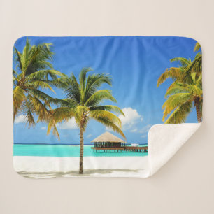 Tropical Beaches Island & Lagoon, Maldives Sherpa Blanket