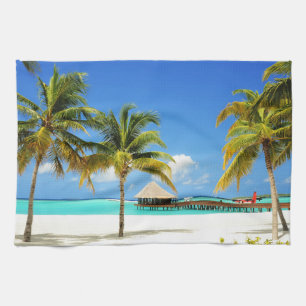 Tropical Beaches   Island & Lagoon, Maldives Tea Towel