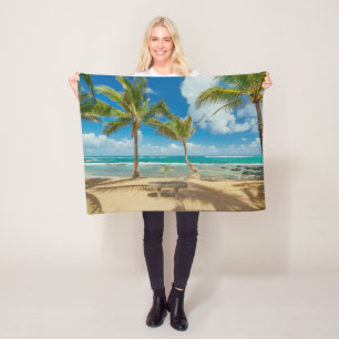 Tropical Beaches Kuau Cove Beach, Maui Hawaii Fleece Blanket