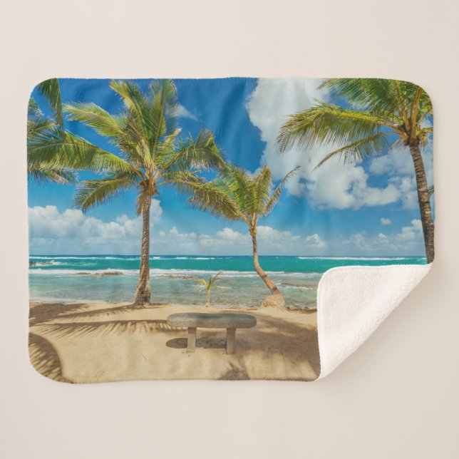 Tropical Beaches | Kuau Cove Beach, Maui Hawaii Sherpa Blanket (Front (Horizontal))