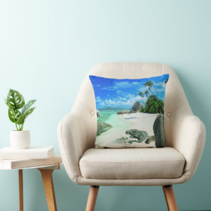 Tropical Beaches La Digue Island Cushion