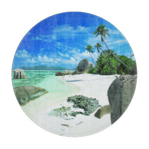 Tropical Beaches   La Digue Island Cutting Board
