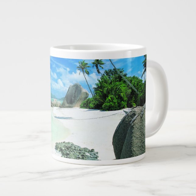 Tropical Beaches | La Digue Island Large Coffee Mug (Front Right)