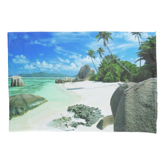 Tropical Beaches | La Digue Island Pillowcase (Front)
