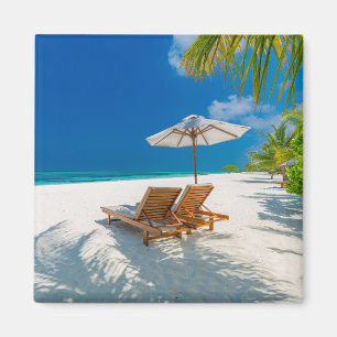 Tropical Beaches   Lounge Chairs Beach, Bora Bora Magnet