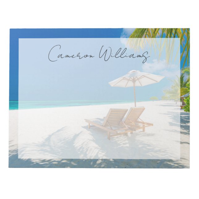 Tropical Beaches | Lounge Chairs Beach, Bora Bora Notepad (Front)