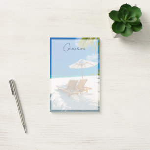Tropical Beaches Lounge Chairs Beach, Bora Bora Post-it Notes